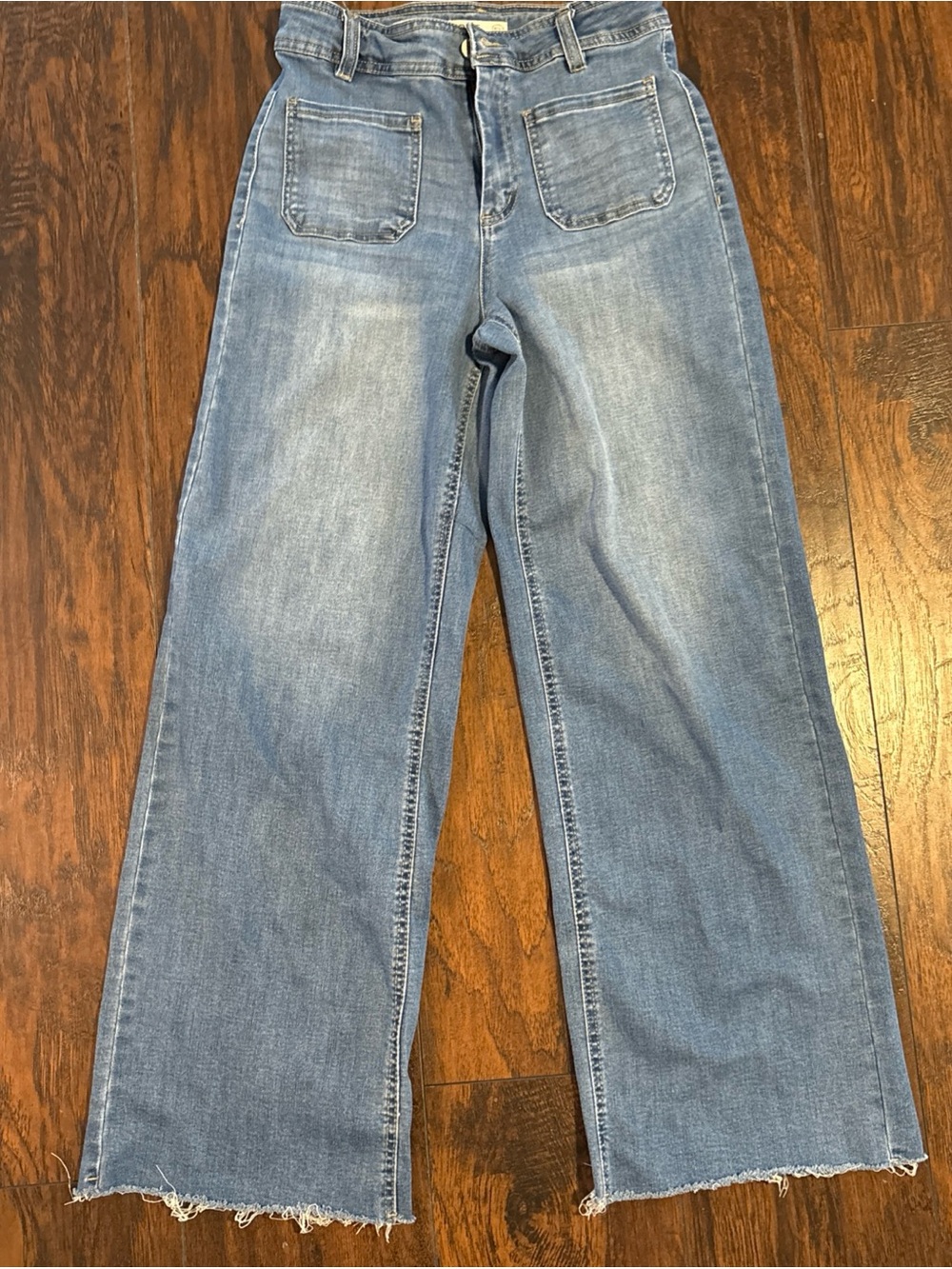 Oat New York Women's stretch Wide Leg flare High-Rise Jeans - Light Blue